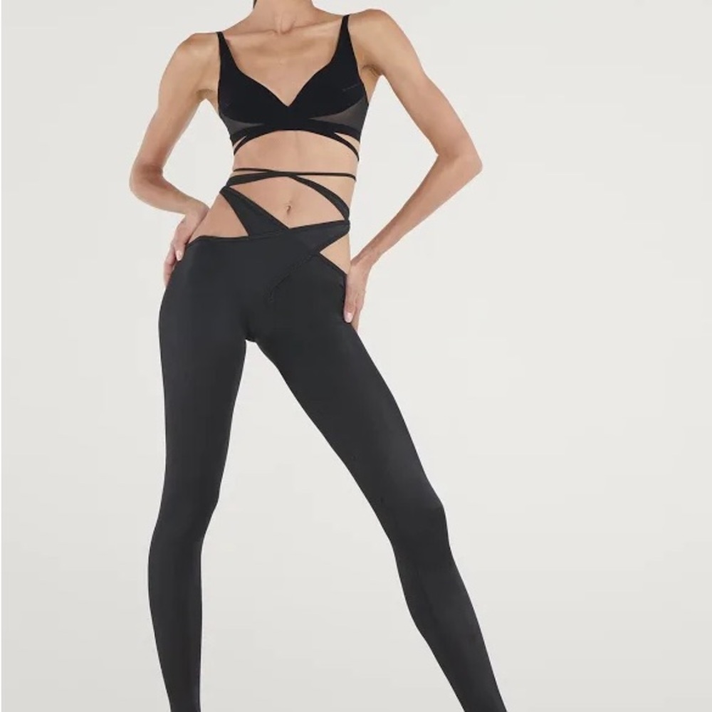 Mugler Women's Black Strappy tights